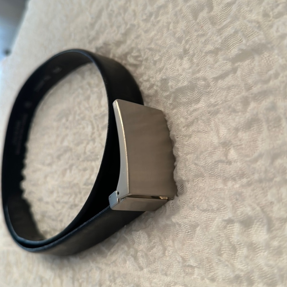 Paul Lawrence 36” black leather belt with silver buckle